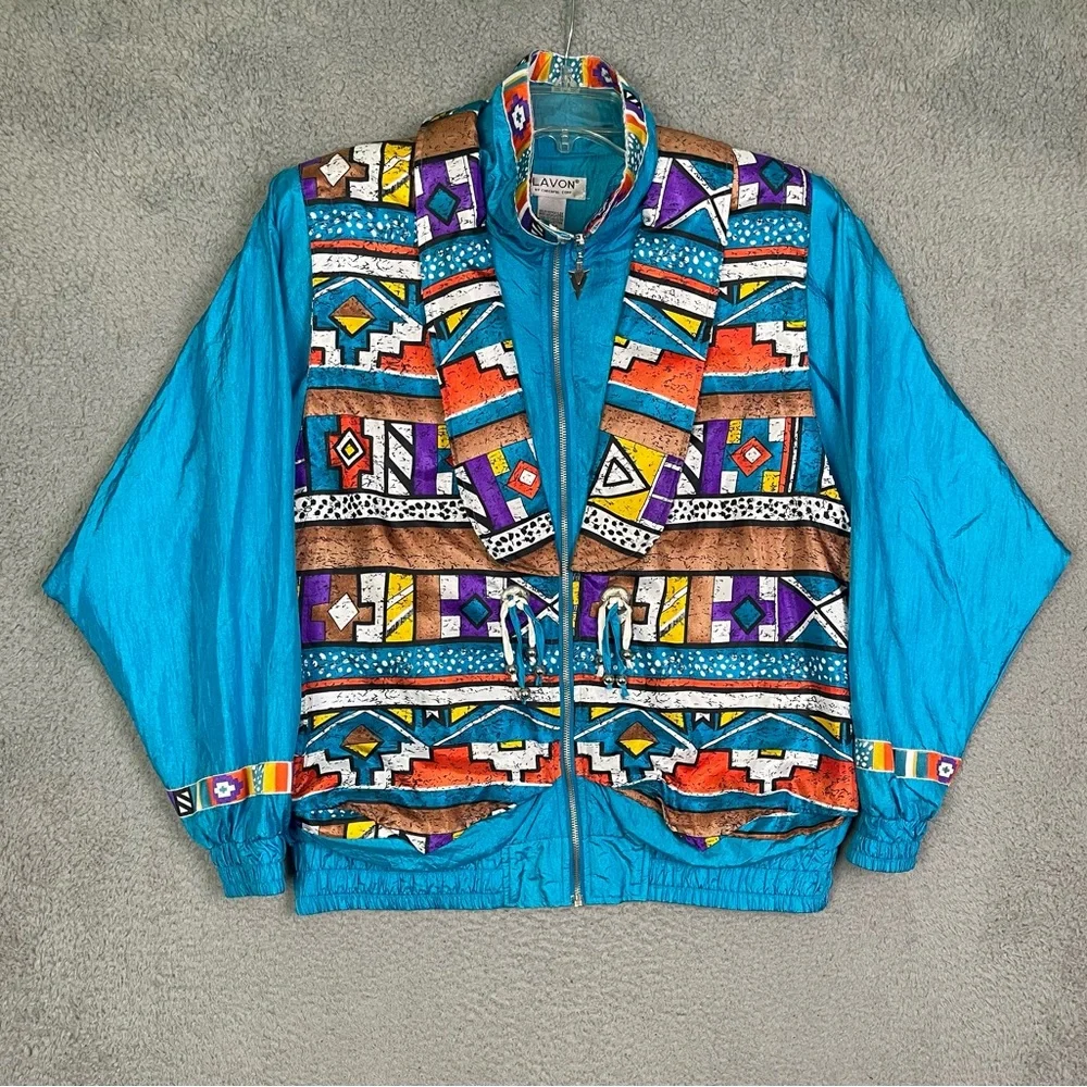 Vintage 90s‎ Aztec windbreaker jacket - Picture 2 of 4